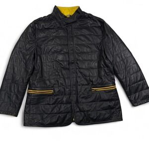 Calzaiuoli Leather Factory Jacket Mens 56 Black Down Puffer Made in Italy